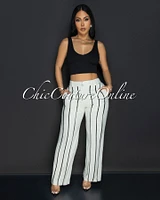 Zona Khaki Black Trim Linen Pants