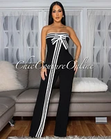 Bendie Black Bow Accent Strapless Jumpsuit (SHIPS 3/10)