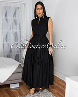 Rosanny Black Sleeveless Midi Dress