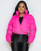 Alexa Hot Pink Puffy Bomber Jacket