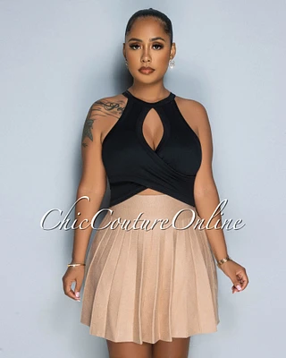 Sandra Black Bust Key-Hole Ribbed Crop Top