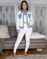 Romana Light Denim Blue White Fringe Jacket
