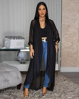 Gloriana Black Silky Sheer Long Duster