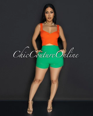 Milko Kelly Green High-Waist Shorts