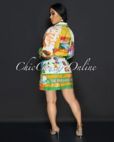 Quira Cream Multi Tropical Mini Dress