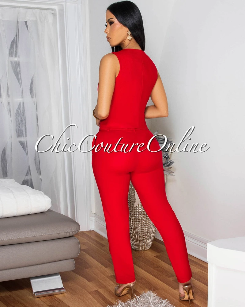 Salome Red Skinny Pants