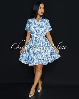 Forre Off-White Print Skater Dress