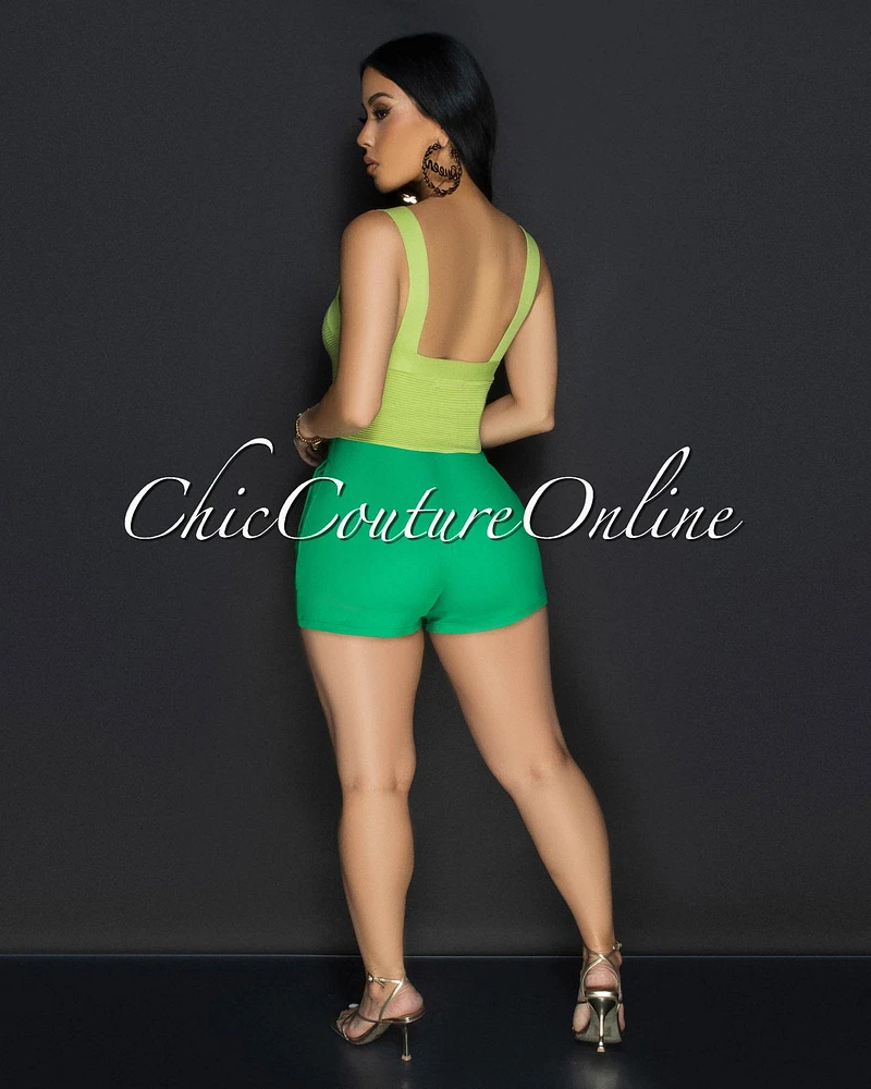 Milko Kelly Green High-Waist Shorts