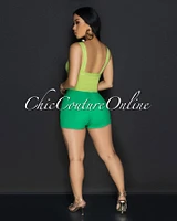 Milko Kelly Green High-Waist Shorts