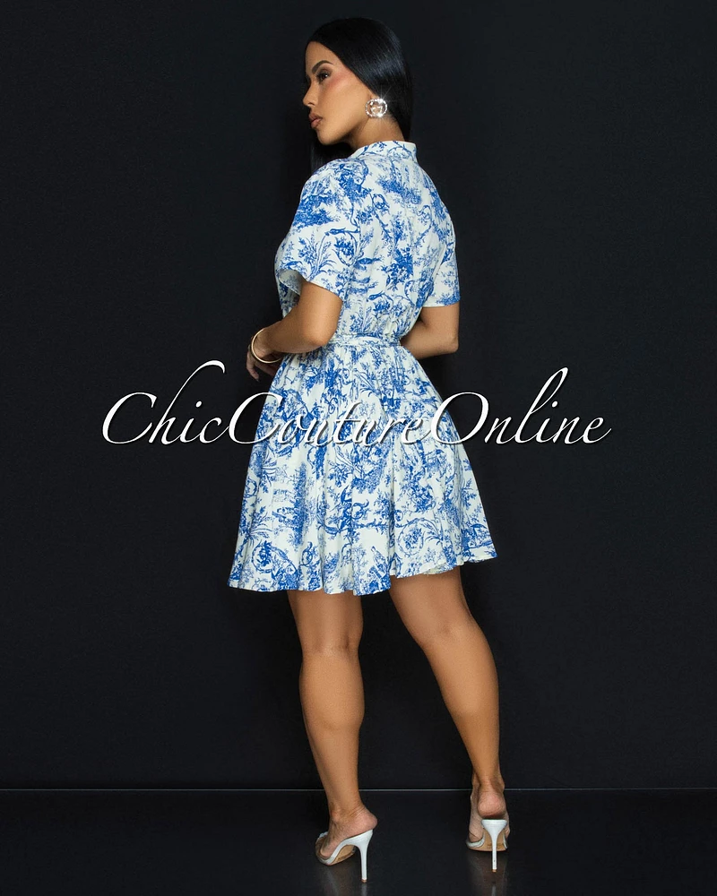 Forre Off-White Print Skater Dress