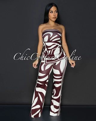 Jenelle Cream Print Top & Pants Set