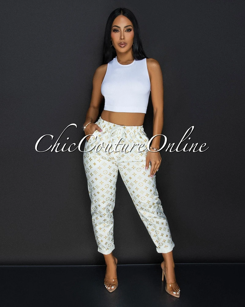 Sharyne White Gold Capri Joggers