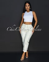 Sharyne White Gold Capri Joggers