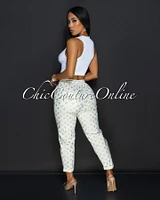 Sharyne White Gold Capri Joggers