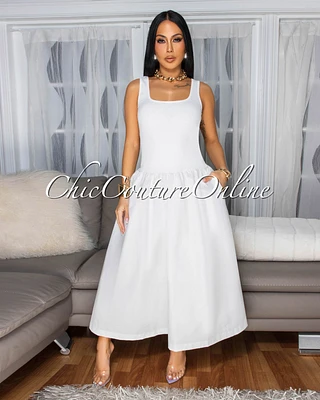 Marcarie Off-White Sleeveless Midi Dress