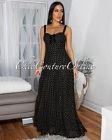 Martica Black Gold Polka Dots Maxi Dress