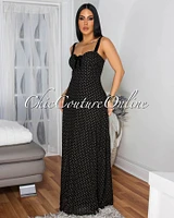 Martica Black Gold Polka Dots Maxi Dress