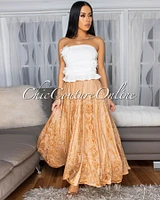 Countess Nude Lace A-Line Midi Skirt