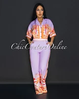 Aleka Lilac Orange Collared Wide Legs Jumpsuit