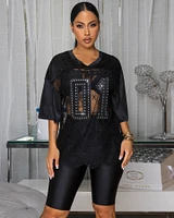 Mibelle Black Jersey Top & Shorts Set