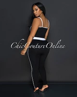 Manika Black White Crop Top & Leggings Ribbed Sculpting Set (9/11)