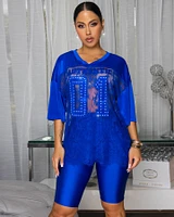 Mibelle Royal-Blue Jersey Top & Shorts Set
