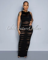 Baden Black Sheer Accent Sleeveless Maxi Dress