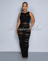 Baden Black Sheer Accent Sleeveless Maxi Dress