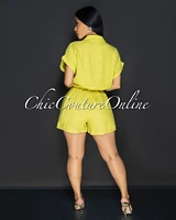 Moren Lime Linen Romper