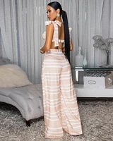Michelle Nude White Stripes Bustier & Pants Set