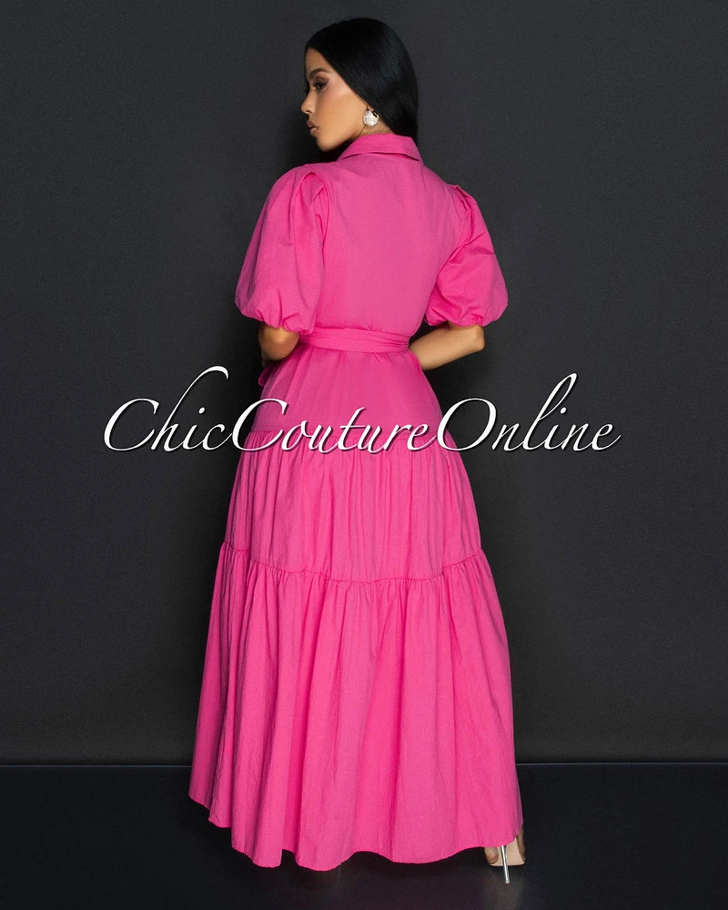 Diani Fuchsia Ruffle Maxi Dress