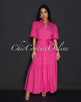 Diani Fuchsia Ruffle Maxi Dress