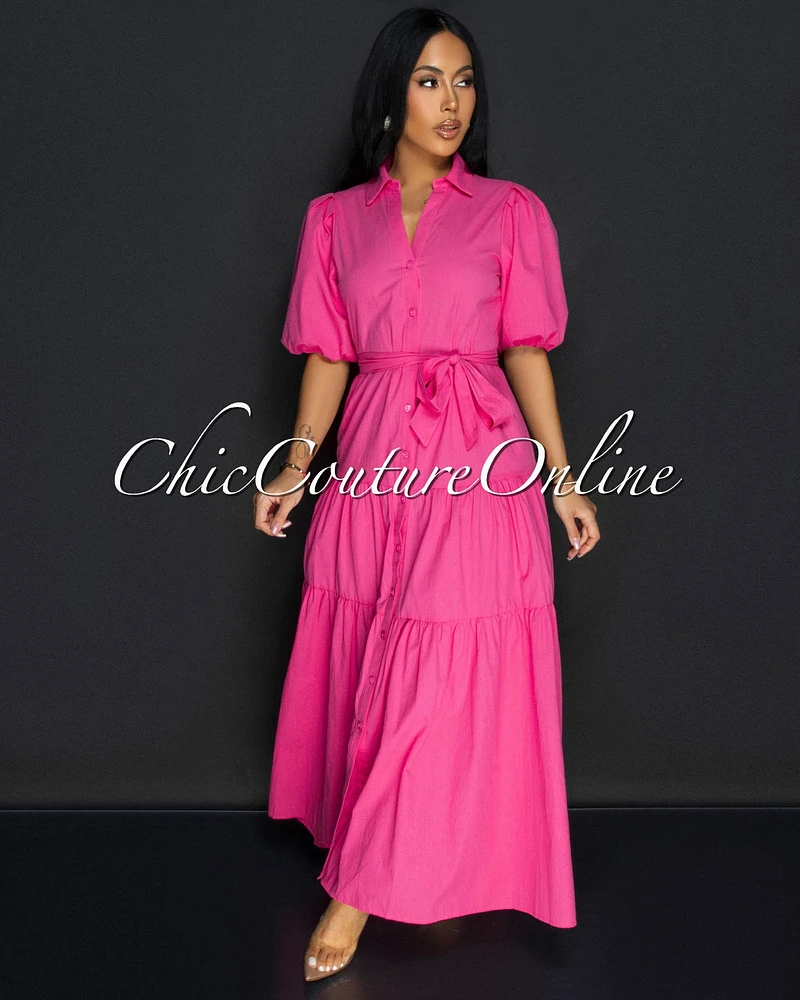 Diani Fuchsia Ruffle Maxi Dress