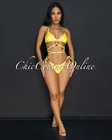 Yunis Yellow Strappy Two Piece Swimsuit
