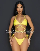 Yunis Yellow Strappy Two Piece Swimsuit
