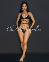 Yunis Black Strappy Two Piece Swimsuit