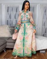 Jalissa Nude Green Floral Blouse & Skirt Set