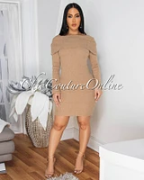 Marselle Mocha Gold Shimmer Knit Sweater Dress