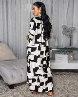 Quinn Black Cream Print Maxi Shirt Dress