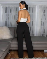 Rayam Black Cream Tweed Top Pants Set