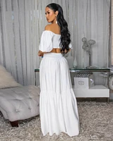 Andy White Smocked Crop Top & Wide Pants Set