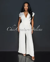 Silo Collared Cross Tie Top & Wide Legs Pants Set