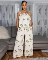 Anirah Cream Palm Tree Embroidery Top & Pants Set