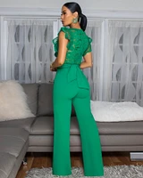 Ecco Green Crochet Lace See-Through Top Jumpsuit