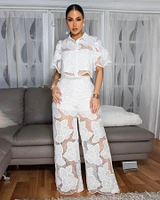 Florentia White Crochet Top & Pants Set