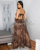 Tierra Leopard Print Tie Cut-Out Back Maxi Dress