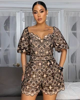 Neekam Nude Black Lace Romper