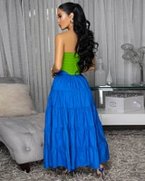 Kolinda Royal-Blue Tiered Maxi Skirt