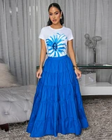 Kolinda Royal-Blue Tiered Maxi Skirt