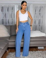 Gizelle Medium Blue Denim Wide Legs Jeans